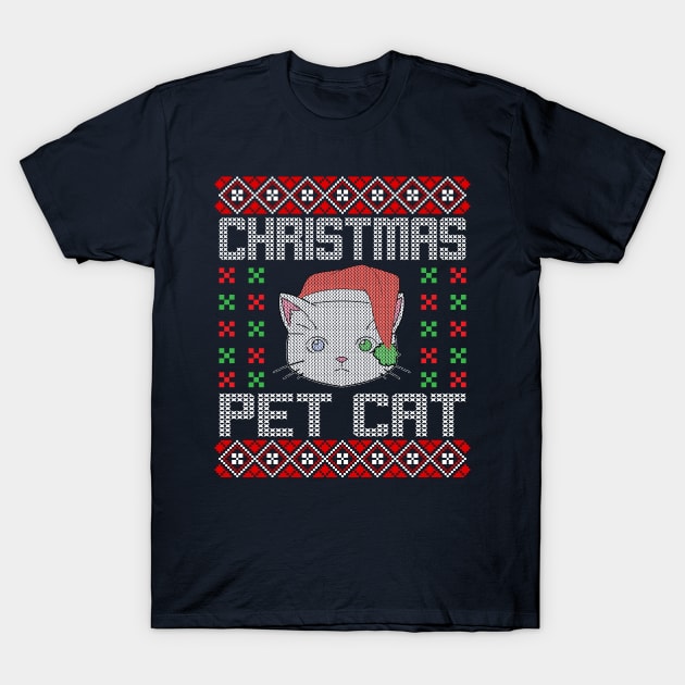 Christmas Pet Cat Ugly Christmas Sweater T-Shirt by MZeeDesigns